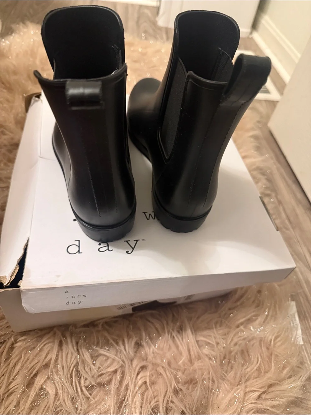 a new day Black Chelsea Rain Boots